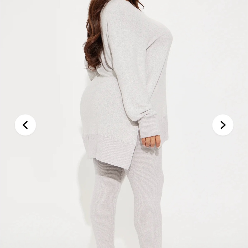 Fashion Nova Cozy Knit Set in Light Gray Plus size
